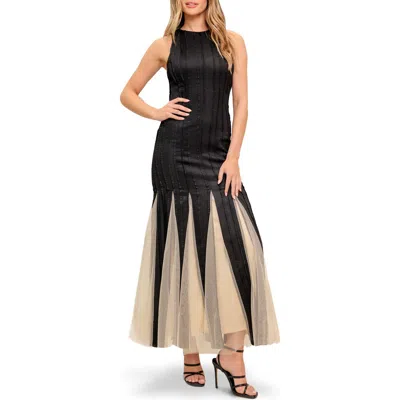 Flying Tomato Godet Hem Halter Maxi Dress In Black