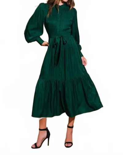 Flying Tomato Grace Woven Midi Dress In Emerald Green