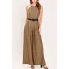 Flying Tomato Halter Neck Belted Jumpsuit In Brown