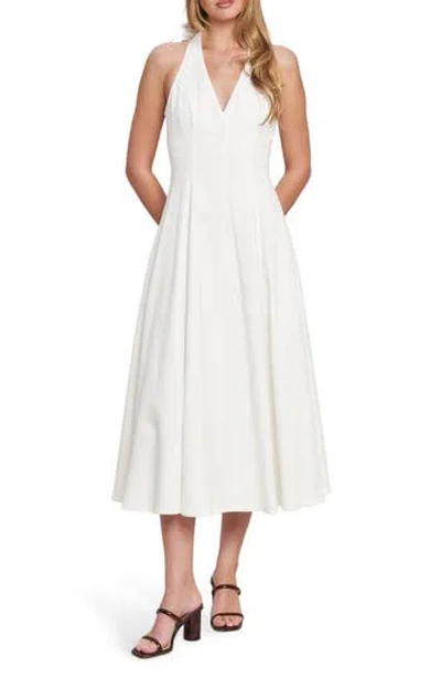 Flying Tomato Halter Neck Denim Midi Dress In White