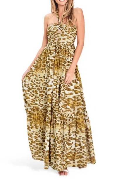 Flying Tomato Halter Neck Maxi Dress In Brown