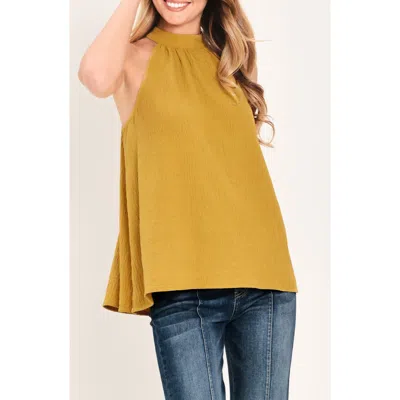 Flying Tomato High Neck Halter Top In Mustard