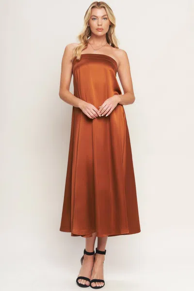 Flying Tomato Id20583 A Line Midi Cocktail Dress In Brown