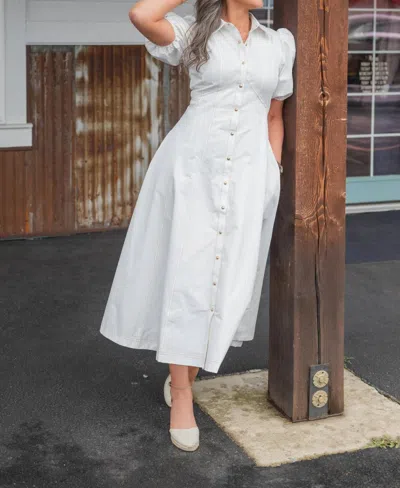 Flying Tomato Jacey Collared Dress In Off White