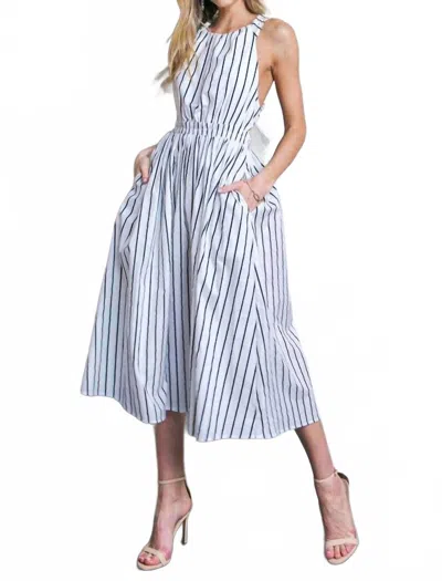 Flying Tomato Jet Set Dress In Black/white Stripe In Gray