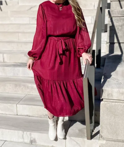 Flying Tomato Joelle Dress In Burgundy In White