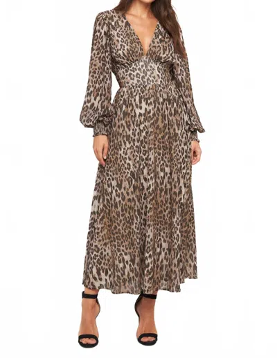 Flying Tomato Jungle Whisper Midi Dress In Taupe Brown In Multi
