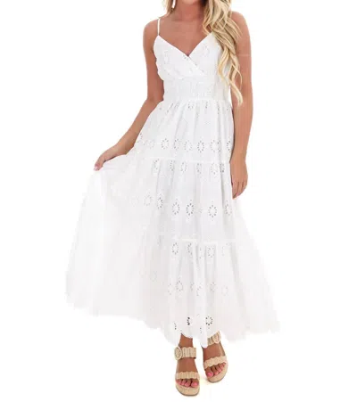 Flying Tomato Just Let It Be Eyelet Midi Dress In Off White