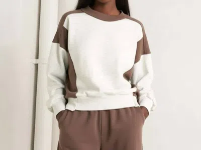 Flying Tomato Kendra Knit Pullover In Oatmeal Brown In Multi