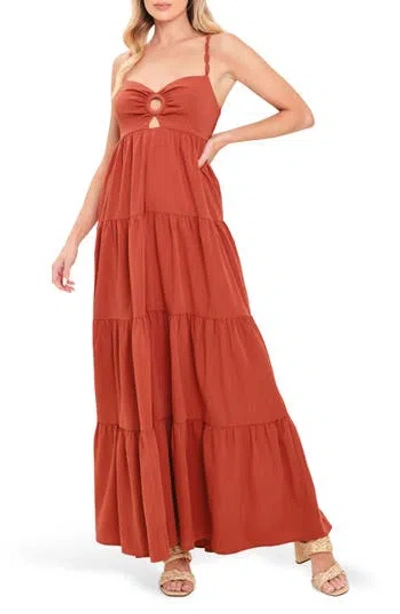Flying Tomato Keyhole Maxi Dress In Brown
