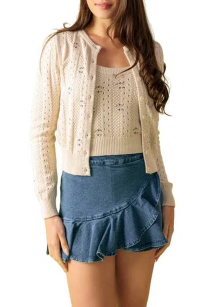 Flying Tomato Knit Cami & Cardigan Set In Brown