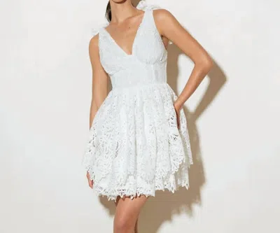 Flying Tomato Lace Tie V Neck Mini Dress In White