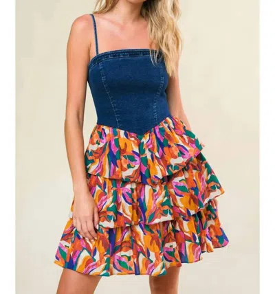 Flying Tomato Laced In Love Woven Mini Dress In Blue In Multi