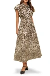 Flying Tomato Leopard Print Midi Dress In Brown