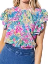 Flying Tomato Lily Blouse It Top In Blue Magenta In Multi
