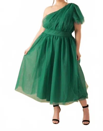Flying Tomato Lively Charm Tulle Midi Dress - Plus In Emerald In Multi
