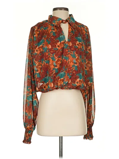 Pre-owned Flying Tomato Long Sleeve Blouse In Brown
