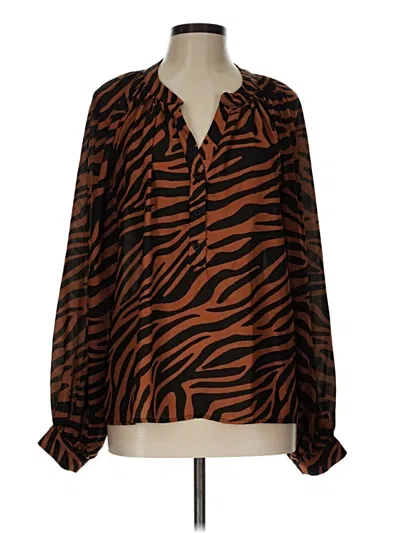 Pre-owned Flying Tomato Long Sleeve Blouse In Brown