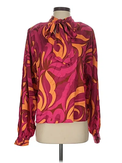 Pre-owned Flying Tomato Long Sleeve Blouse In Burgundy
