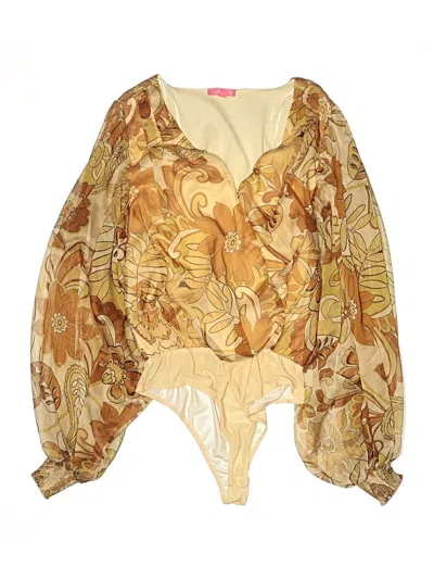 Pre-owned Flying Tomato Long Sleeve Blouse In Gold