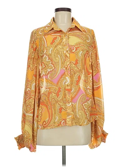 Pre-owned Flying Tomato Long Sleeve Blouse In Gold