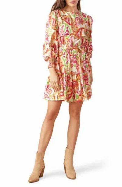 Flying Tomato Long Sleeve Fit & Flare Minidress In Ivory