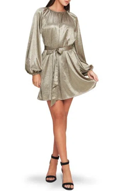 Flying Tomato Long Sleeve Foil Minidress In Silver