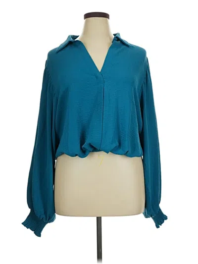 Pre-owned Flying Tomato Long Sleeve Polo Shirt In Teal