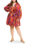 Flying Tomato Long Sleeve Print Minidress