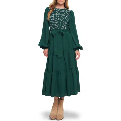 Flying Tomato Long Sleeve Solid Midi Dress In Multi