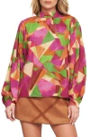 Flying Tomato Long Sleeve Woven Top In Multi