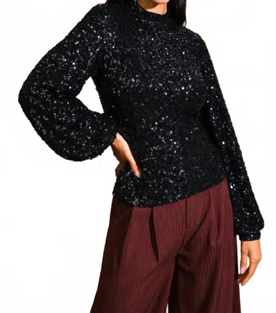 Flying Tomato Longsleeve Sequin Top In Black