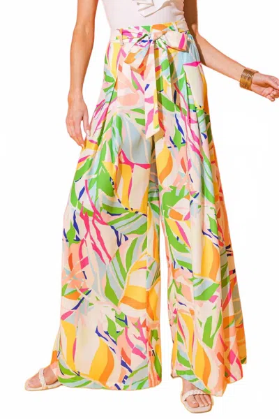 Flying Tomato Lucia Printed Woven Pants In Blue Green In Multi