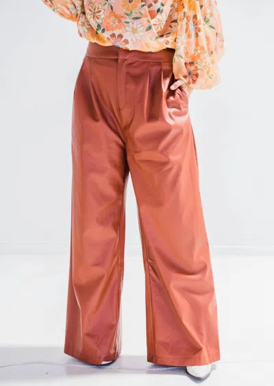 Flying Tomato Made For Mocha Leather Pant In Brown In Pink