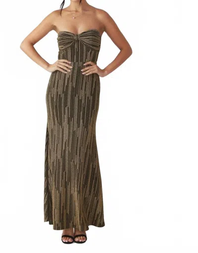 Flying Tomato Melania Maxi Dress In Black Gold In Brown