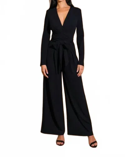 Flying Tomato Midnight Mama Long Sleeve Stretchy Jumpsuit In Black