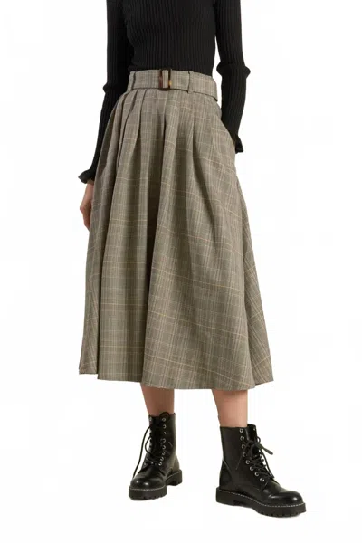 Flying Tomato Mood Allure Full Skirt In Grey Stripes In Gray