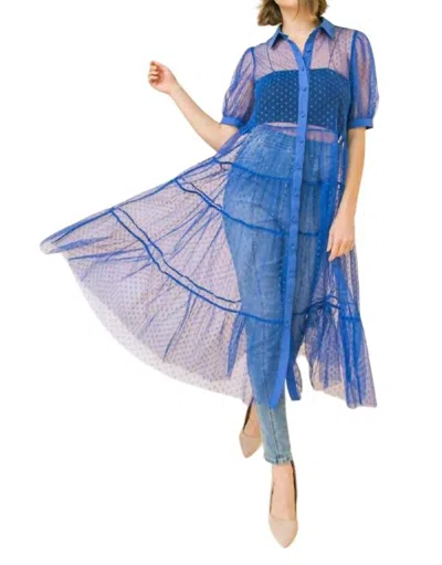 Flying Tomato Moon Sheer Top/dress In Blue