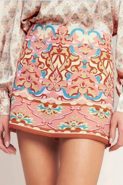 Flying Tomato Moroccan Muse Woven Skort In Ivory Pink In Multi