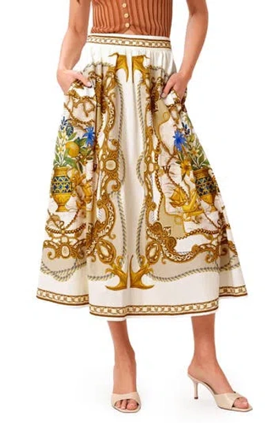 Flying Tomato Nautical Print Cotton Midi Skirt In Multi