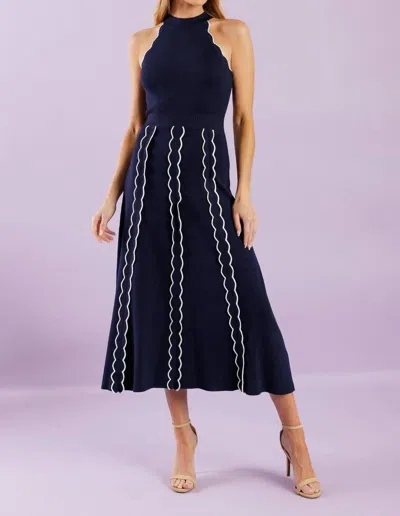 Flying Tomato Nautical Whisper Midi Dress In Navy / Ivory In Blue