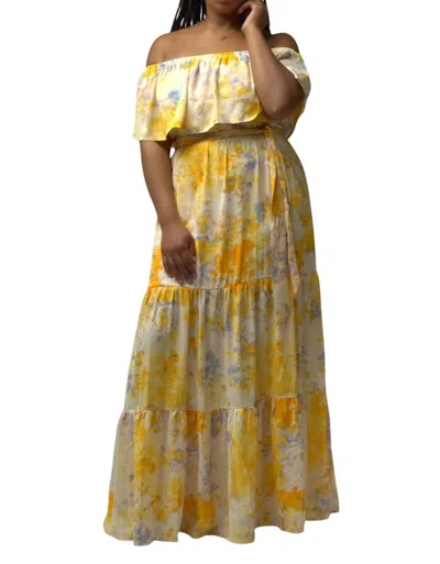 Flying Tomato Off The Shoulder Maxi Dress In Yellow