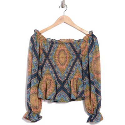 Flying Tomato Off-the-shoulder Print Top In Multi