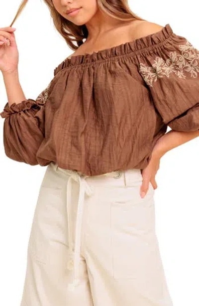 Flying Tomato Off The Shoulder Top In Brown