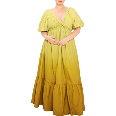 Flying Tomato Ombré Cotton Maxi Dress In Yellow