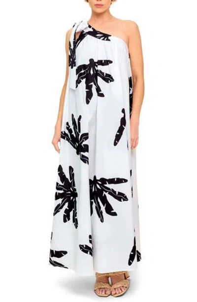 Flying Tomato One Shoulder Cotton Maxi Dress In White