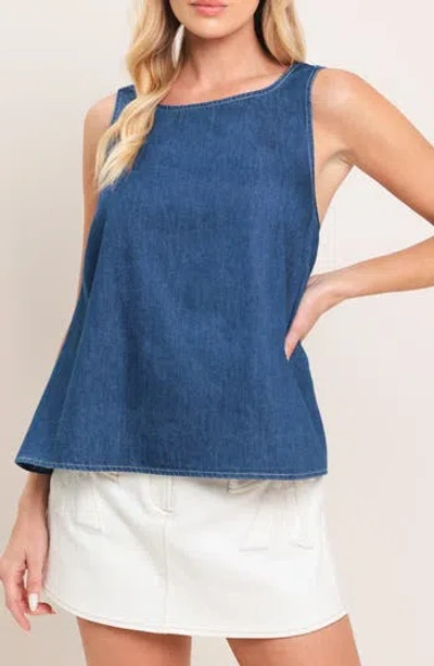 Flying Tomato Open Back Sleeveless Cotton Top In Blue