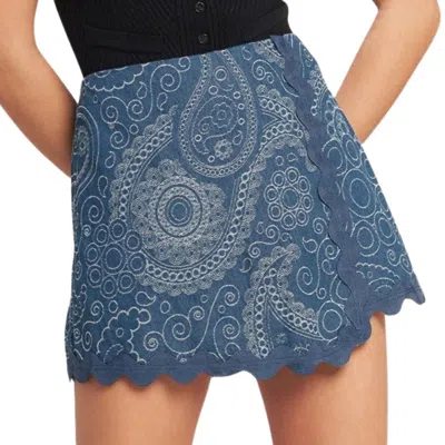 Flying Tomato Paisley Scallop Skort In Medium Indigo In Blue