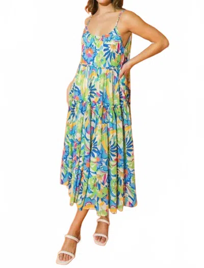 Flying Tomato Paradise Found Midi Dress In Blue In Multi