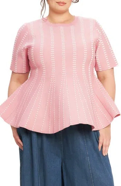 Flying Tomato Peplum Sweater Top In Pink